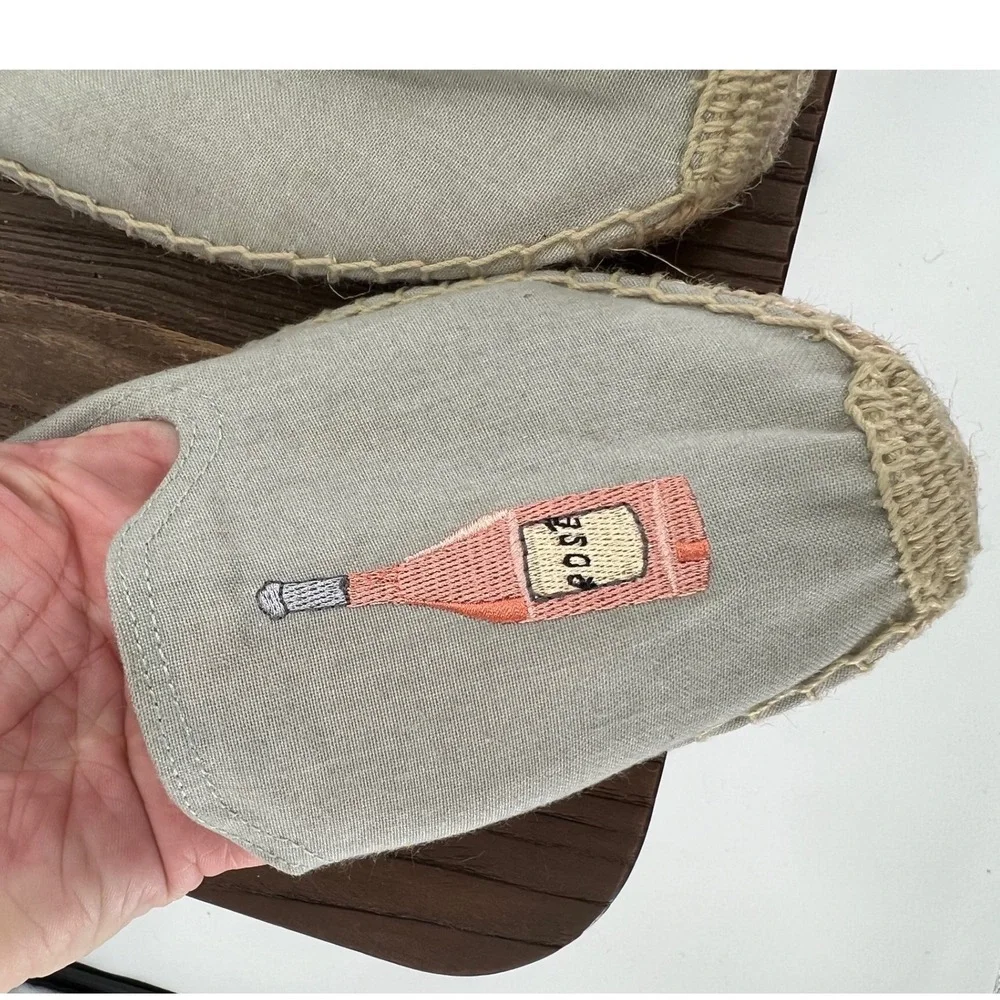 Soludos La Vie En Rose Espadrilles Sage Green Canvas Smoking Slippers 9.5